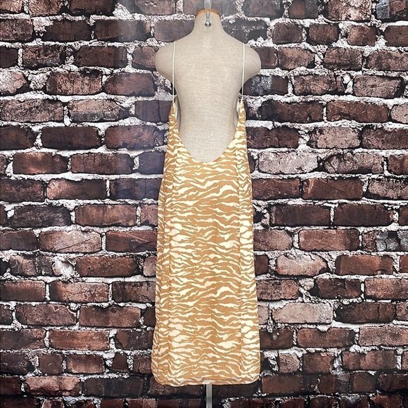 Camila Coelho Bailee Midi Dress Revolve Straps Slit Tan Size Large L - Picture 10 of 17